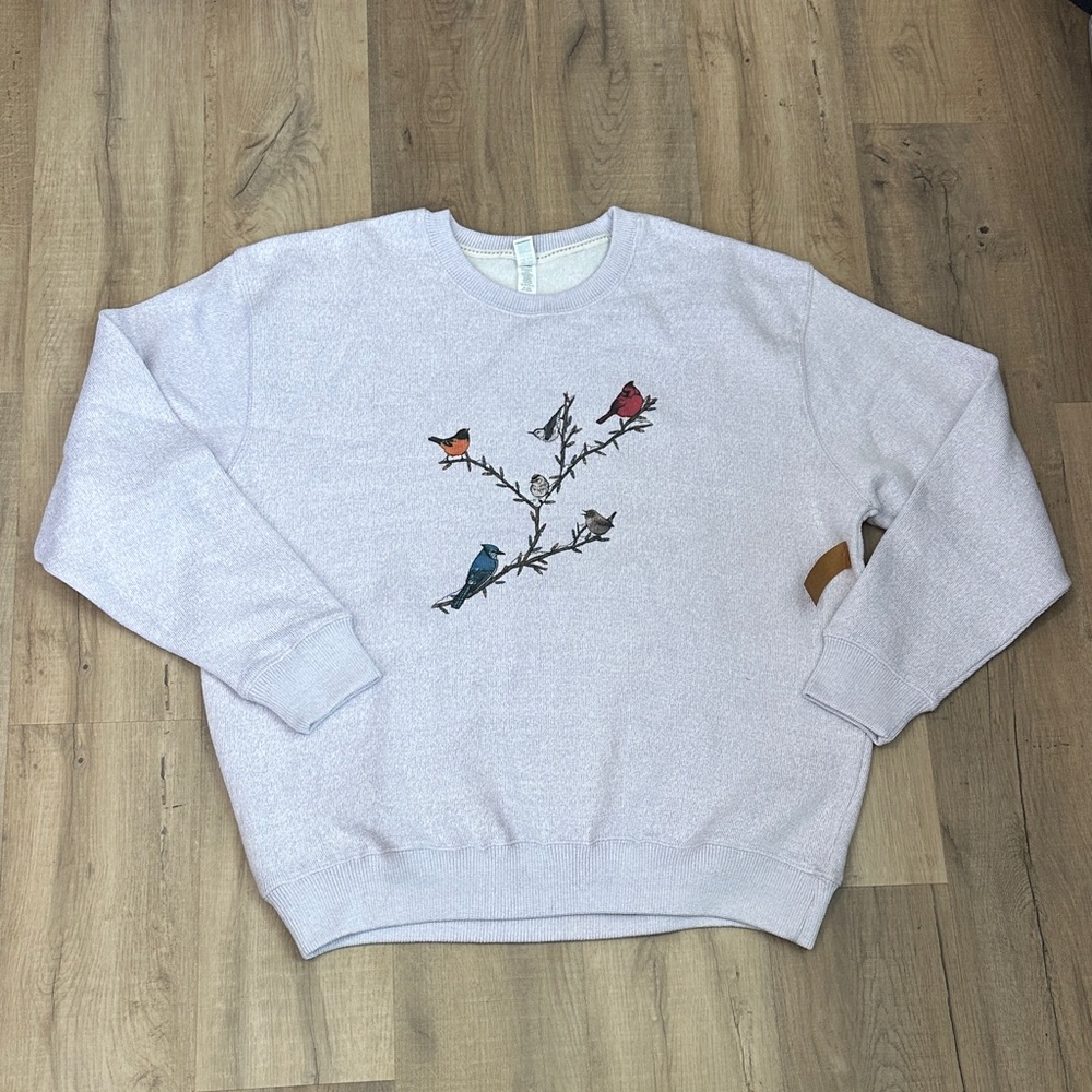 Light Purple Christmas Backyard Birds with lights - Knit Sweatshirt size 2XL